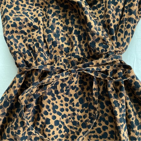 Madewell‎ Flutter-Sleeve Wrap Mini Dress in Painted Leopard Size Extra Small - Picture 6 of 12